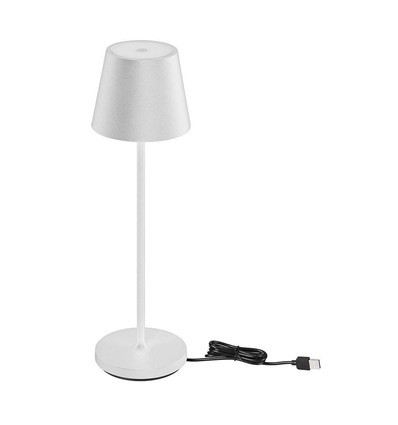 V-Tac oplaadbare tafellamp, draadloos - Wit, IP54 buiten tafellamp, touch dimbaar, mini model