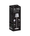 V-Tac oplaadbare tafellamp, draadloos - Wit, IP54 buiten tafellamp, touch dimbaar, mini model