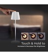V-Tac oplaadbare tafellamp, draadloos - Wit, IP54 buiten tafellamp, touch dimbaar, mini model