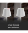 V-Tac oplaadbare tafellamp, draadloos - Wit, IP54 buiten tafellamp, touch dimbaar, mini model