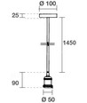 Lampfitting & rozet, Designer - Mat zwart, 150 cm snoer, E27
