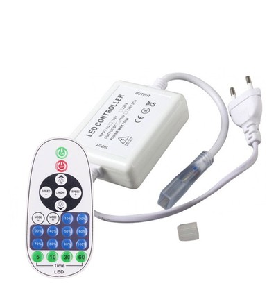 RF draadloze timer + dimmer met afstandsbediening - Inclusief eindkap, voor 230V (Type Z), geheugenfunctie, max. 50 m