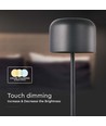 V-Tac oplaadbare CCT tafellamp - Zwart, IP54, touch dimbaar, model mini
