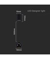 V-Tac LED lamp - Mooie plafondlamp, Ø12, zwart, incl. ophanging