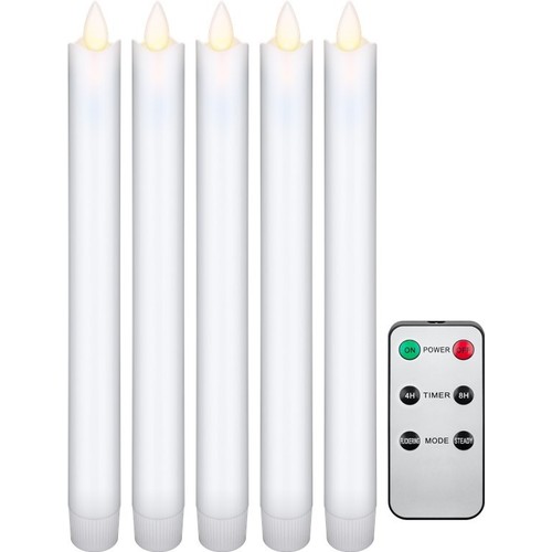 5-pack witte LED-kaarsen inclusief afstandsbediening - Batterij