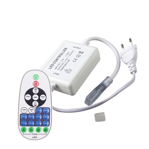 RF draadloze timer + dimmer met afstandsbediening - Inclusief eindkap, voor 230V (COB), geheugenfunctie, max. 50 m
