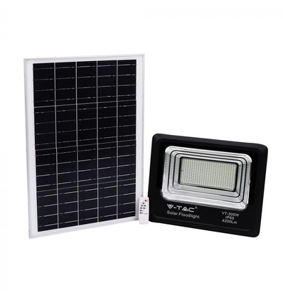 50W Solar LED breedstraler - IP65, Zwart, werklamp, incl. zonnepaneel, afstandsbediening