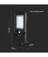 V-Tac 15W LED Zonnecel Straatlamp - Zwart, incl. zonnecel, sensor, IP65