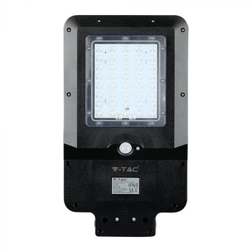 V-Tac 15W LED Zonnecel Straatlamp - Zwart, incl. zonnecel, sensor, IP65