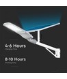 V-Tac 50W LED Zonne-energie Straatlamp - Wit, incl. zonnepaneel, afstandsbediening, IP65