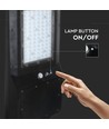 V-Tac 40W LED Zonnecel Straatlamp - Zwart, incl. zonnecel, afstandsbediening, sensor, IP65