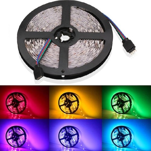 5m 4,8W/m RGB spatwaterdichte LED-strip - 12V DC, IP65, 30 LED's per meter