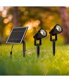 V-Tac 2x1.2W LED zonne-energie tuinlampen - Zwart, met grondpen, IP65