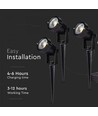 V-Tac 3x1.2W LED Zonne-energie Tuinlampen - Zwart, met grondspies, IP65