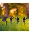 V-Tac 3x1.2W LED Zonne-energie Tuinlampen - Zwart, met grondspies, IP65