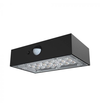 3W Wandlamp op zonne-energie LED - IP65, zwart, sensor