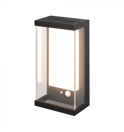 1W Solar wandlamp LED - IP54, zwart, sensor
