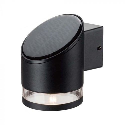 1W Wandlamp LED - IP54, rond, zwart, zonne-energie