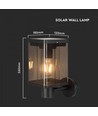 2.5W LED Wandlamp - IP54, zwart, sensor, zonne-energie