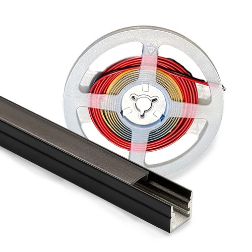 120cm Verlichting voor akoestisch paneel, zwart - Complete set met aluminium profiel en COB LED-strip