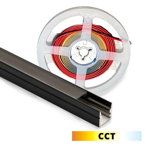120cm Verlichting voor akoestische panelen, zwart - CCT LED strip, complete set met aluminium profiel