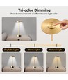 Oplaadbare LED tafellamp met instelbare kleur - Goud, touch dimbaar, IP20