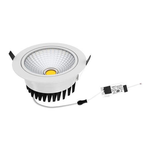 5W Ø8,5cm COB inbouwspot RA80 - Zaagmaat: Ø7 cm, Afmetingen: Ø8,5 cm, witte rand, 2700K