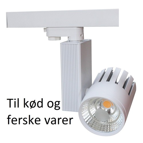 30W 3-fase spanningsrail spot - 2700lm, Voor vlees