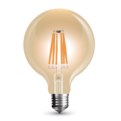 E27 8W dimbare LED globe lamp - Ø12,5 cm, Kooldraad, extra warm wit