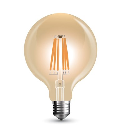 E27 8W dimbare LED globe lamp - Ø12,5 cm, Kooldraad, extra warm wit