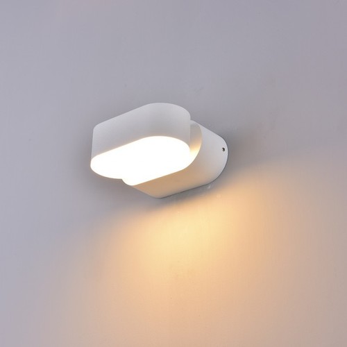 6W LED witte wandlamp - IP65 buiten, Ovaal, 350 graden draaibaar, incl. lichtbron