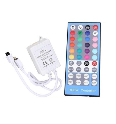 RGB+WW-controller met afstandsbediening - Alleen geschikt voor RGB+WW-strip, infrarood, 12V (96W), 24V (192W)