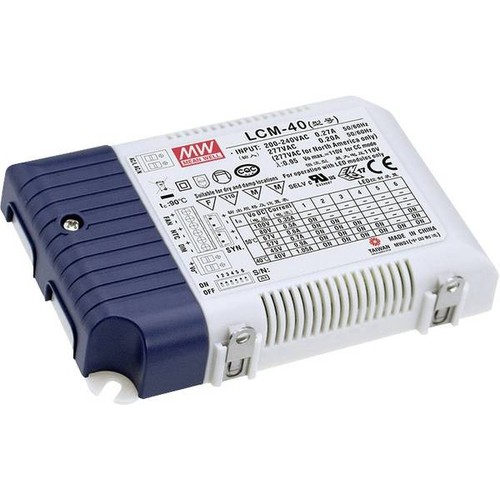 Meanwell 40W / 350-1050mA dimbare LCM-40DA LED driver - DALI interface + push dim, geschikt voor onze 29W LED panelen