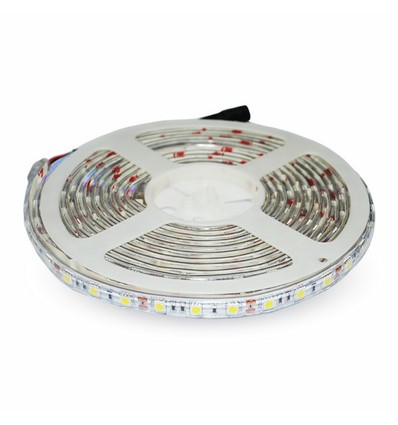 5m 4,2W/m spatwaterdichte LED strip - 12V DC, IP65, 60 LED's per meter