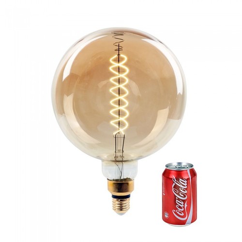 E27 8W dimbare LED reuzen globe lamp - Ø20 cm, Kooldraad, extra warm wit, 2000K