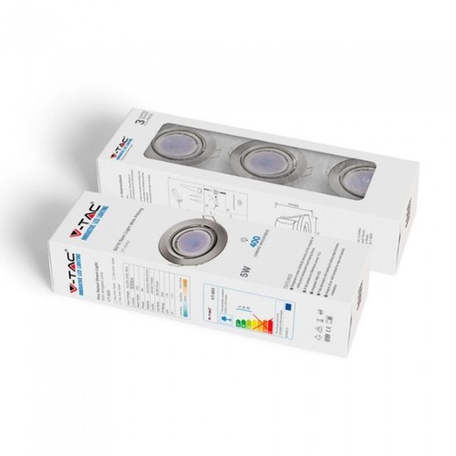 3-pack 5W inbouwspot - Stalen front, compleet met GU10-houder en LED-spot
