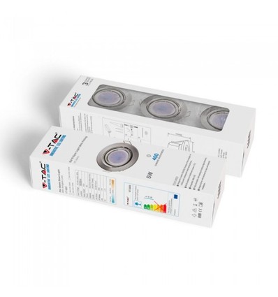 3-pack 5W inbouwspot - Stalen front, compleet met GU10-houder en LED-spot