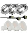 3-pack 5W inbouwspot - Stalen front, compleet met GU10-houder en LED-spot