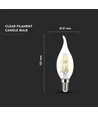 E14 4W LED vlamlamp - Kooldraad, warm wit