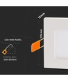18W 22,5x22,5cm LED inbouwpanel - Zaagmaat: 20,5 x 20,5 cm, Afmetingen: 22,5 x 22,5 cm