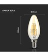 E14 4W LED-kaarslamp - Filament, rookglas, extra warm
