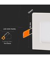 3W 8,4x8,4cm LED inbouwpanel - Gat: 7,3 x 7,3 cm, Afmetingen: 8,4 x 8,4 cm
