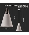 V-Tac moderne hanglamp - Chroom + wit gezandstraald, Ø22 cm, E27