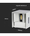 5W LED wandlamp - IP65 buiten, wit, vierkant, verstelbare stralingshoek, incl. lichtbron