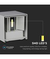 5W LED wandlamp - IP65 buiten, vierkant, grijs, verstelbare stralingshoek, incl. lichtbron