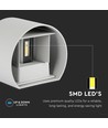 5W Wandlamp - IP65 buiten, Rond, verstelbare stralingshoek, incl. lichtbron, grijs