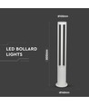 V-Tac 10W LED tuinlamp - Wit, 80 cm, IP65, 230V