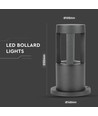 V-Tac 10W LED tuinlamp - Zwart, 25 cm, IP65, 230V