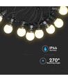 5m LED-lichtsnoer met 10 lampen - Warm wit, IP44, 230V, 0,5W lampen