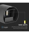 5W LED wandlamp - IP65 buiten, rond, zwart, verstelbare stralingshoek, incl. lichtbron